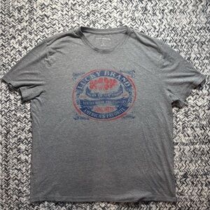 Lucky Brand Distressed Americana Gray Graphic Tee XL